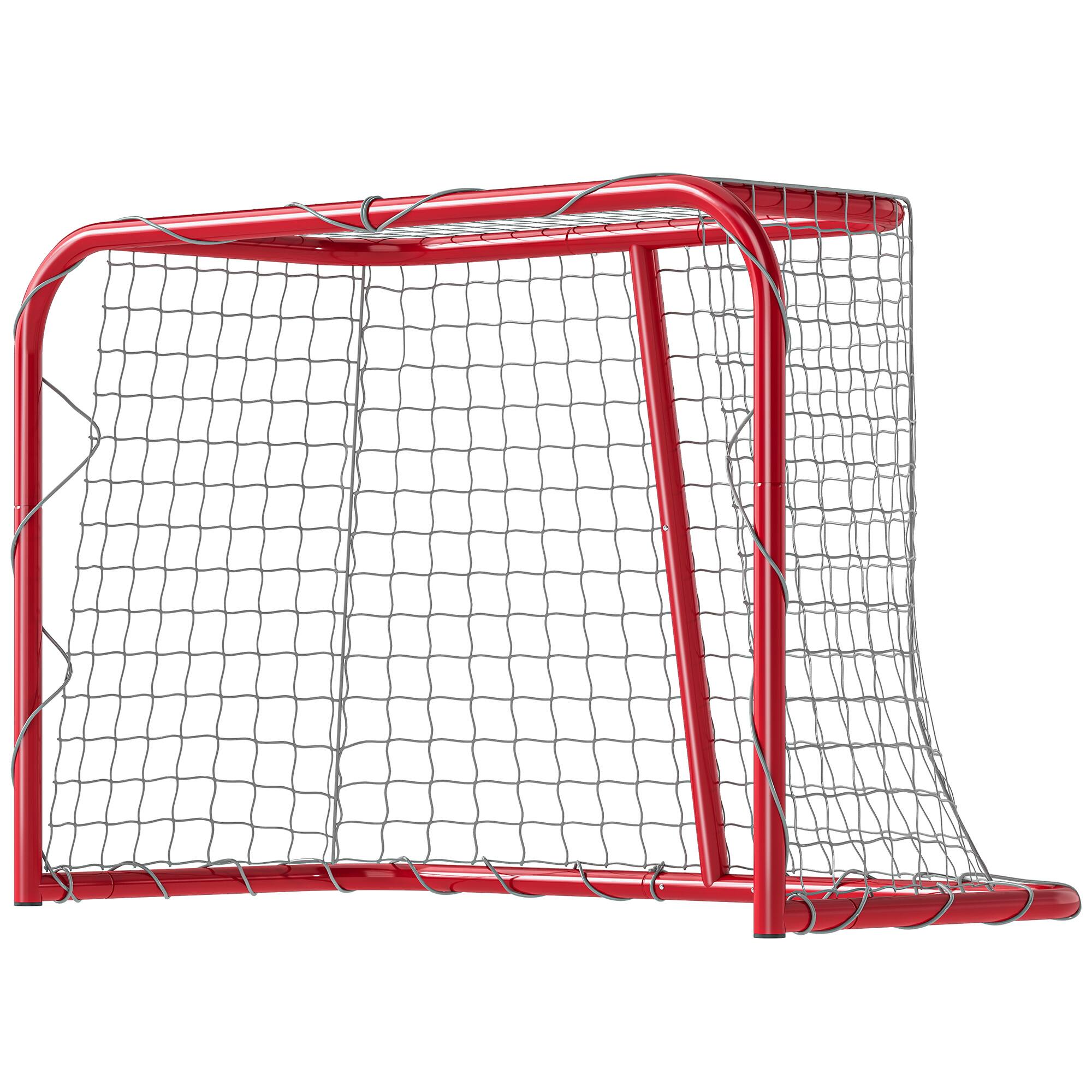 Front. Soozier - x 18" Street Hockey Goal, Easy Setup Hockey Net with Metal Frame - Red.