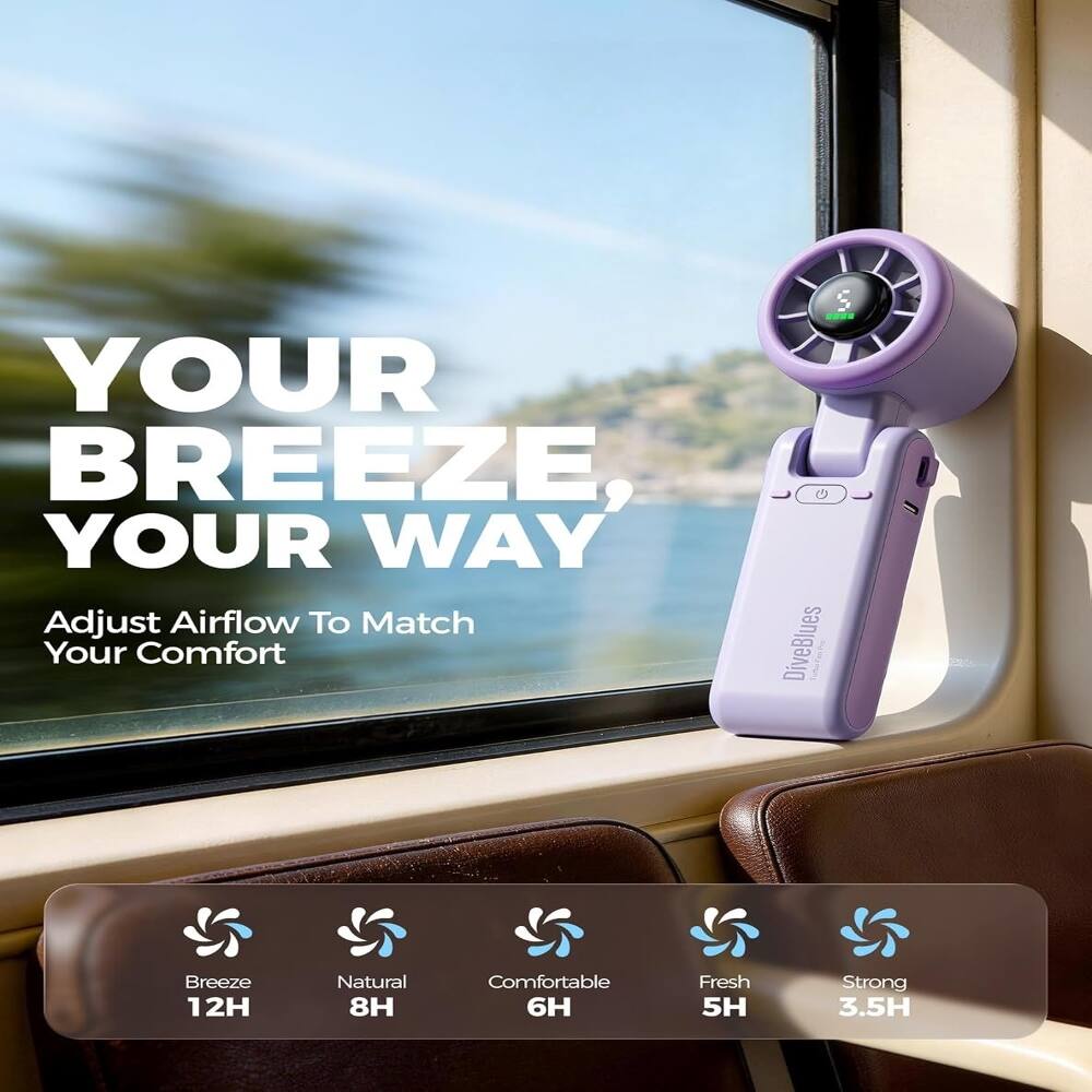 YOUR BREEZE, YOUR WAY  
Adjust Airflow To Match Your Comfort  

DiveBlues TubeTwist Breeze 1  
12H Natural 8H Comfortable 6H Fresh 5H Strong 3.5H