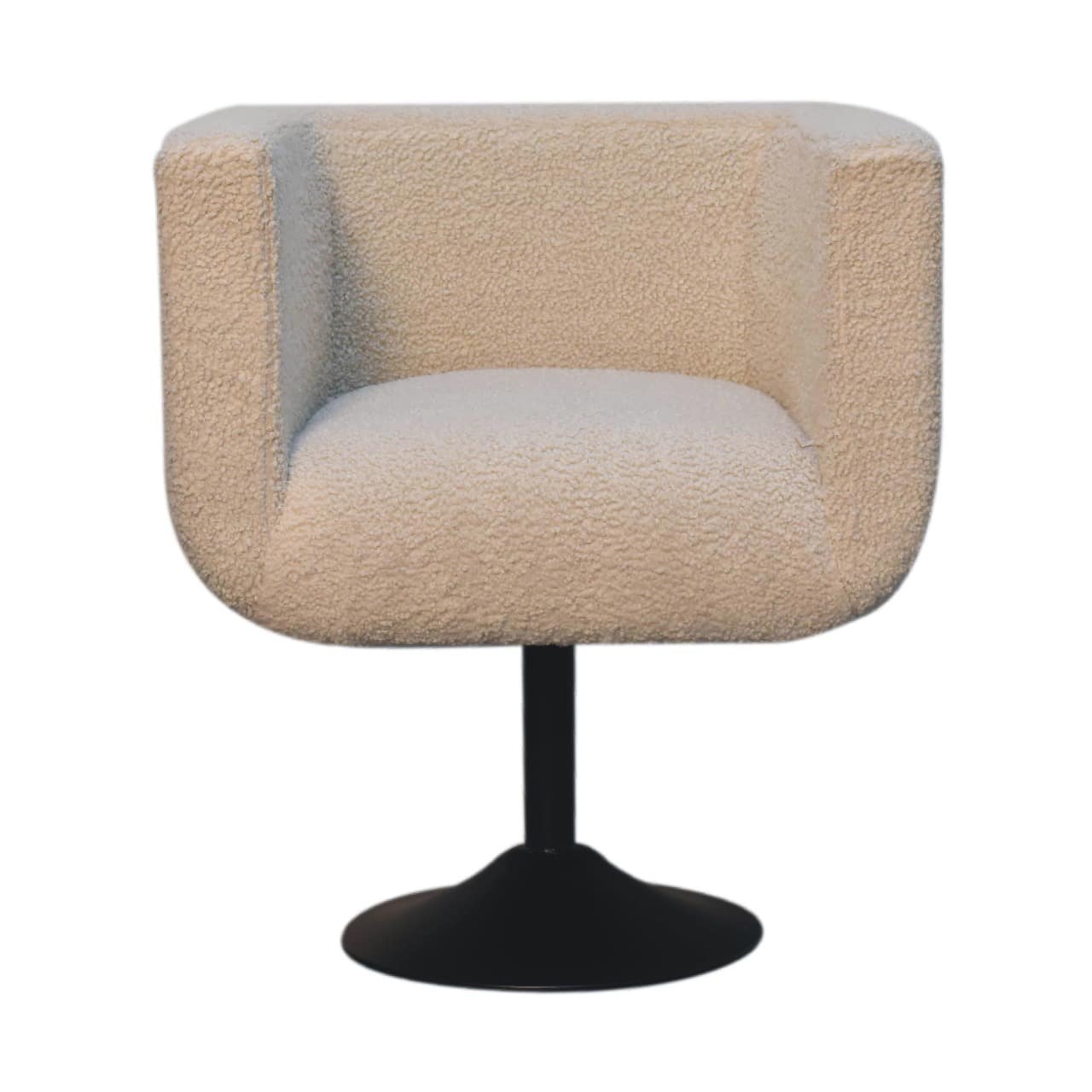 Artisan Furniture - Solid Wood Boucle Swivel Chair, Upholstered - Cream