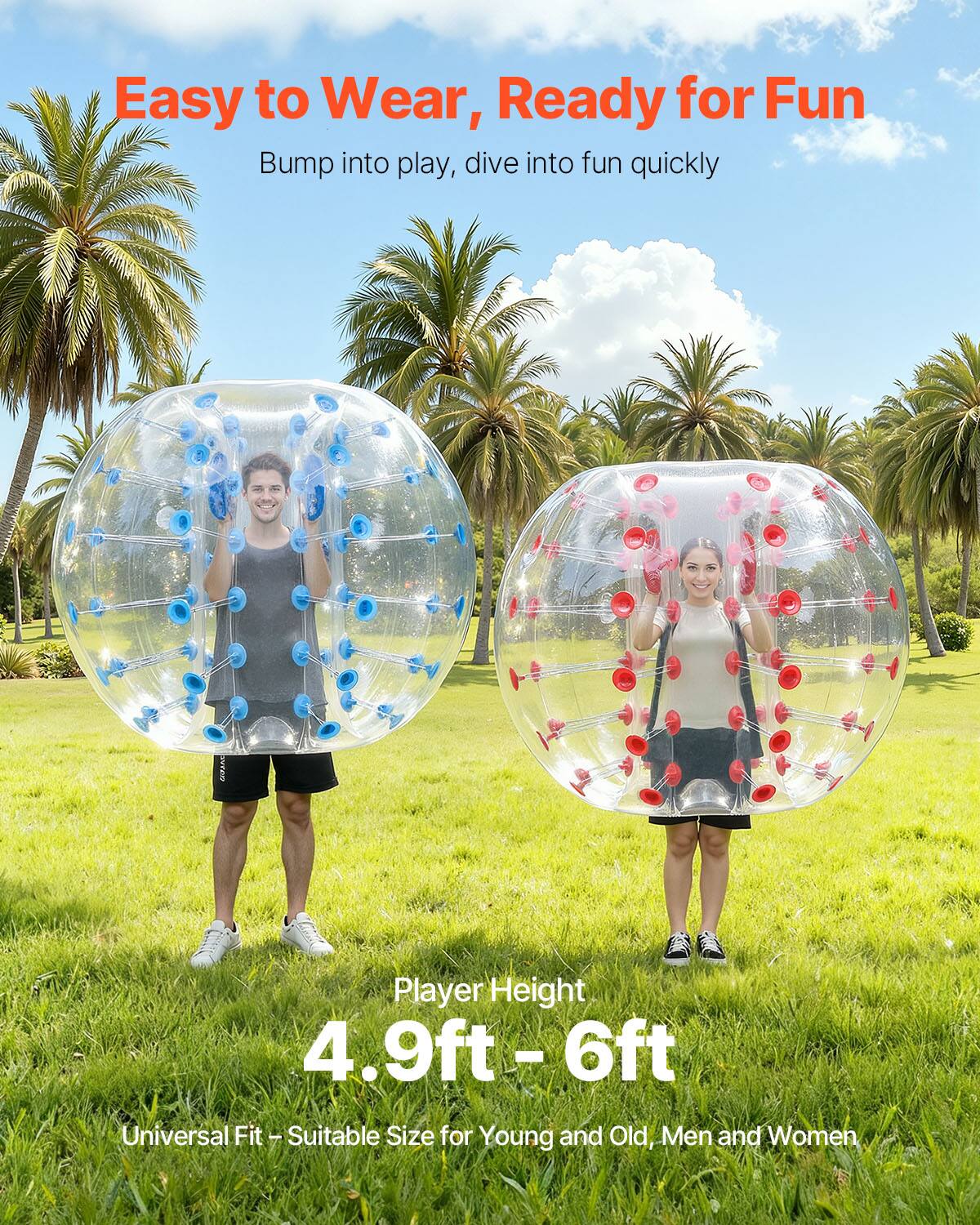 Easy to Wear, Ready for Fun  
Bump into play, dive into fun quickly  

Player Height 4.9ft - 6ft  
Universal Fit - Suitable Size for Young and Old, Men and Women