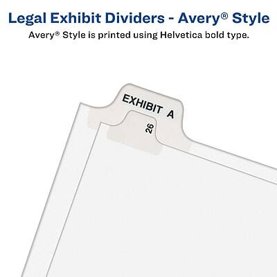Legal Exhibit Dividers - Avery® Style  
Avery® Style is printed using Helvetica bold type.  

EXHIBIT A  
26