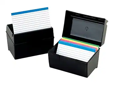 Front. Oxford - Oxford Index Card File Box, 300-Card Capacity, Black (01351) - Black.