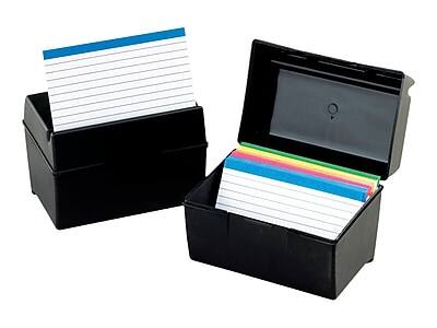 Front. Oxford - Oxford Index Card File Box, 300-Card Capacity, Black (01351) - Black.