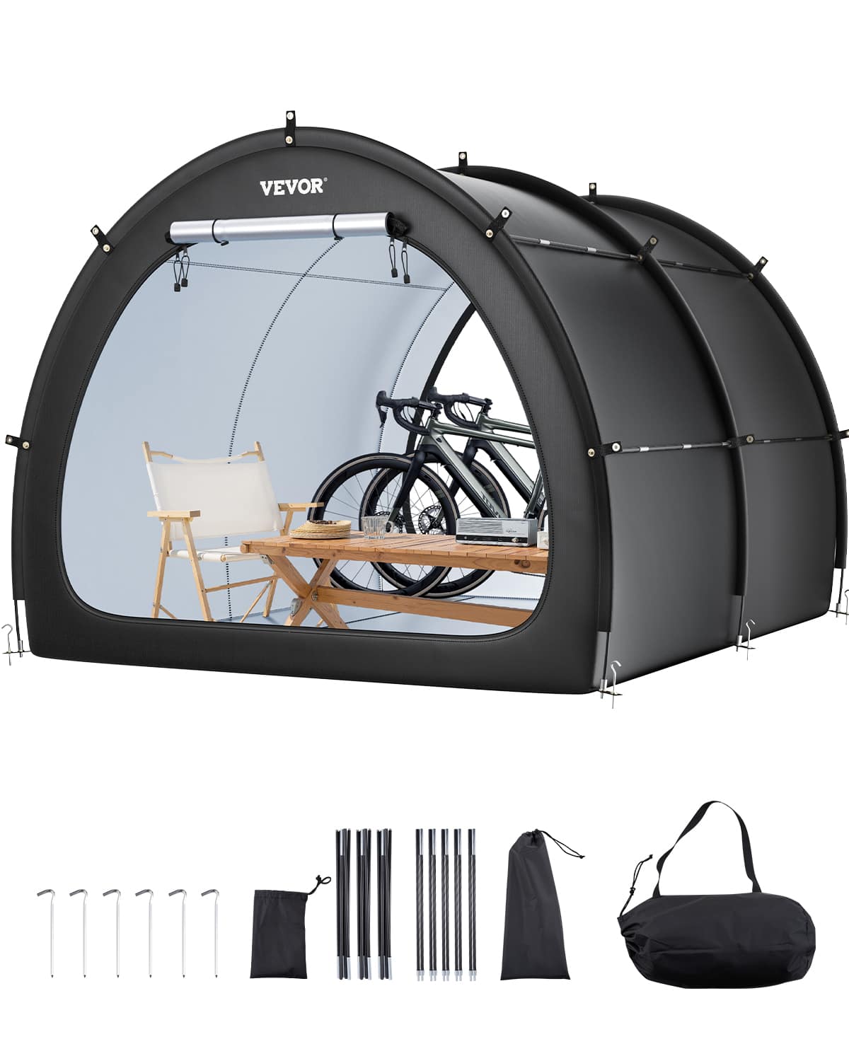 VEVOR - 5+ Bikes, Outdoor Spacious Bike Storage Tent with Ventilated Window, Waterproof Fan-Shaped Bike Tent - Black price history on PriceWatchPro