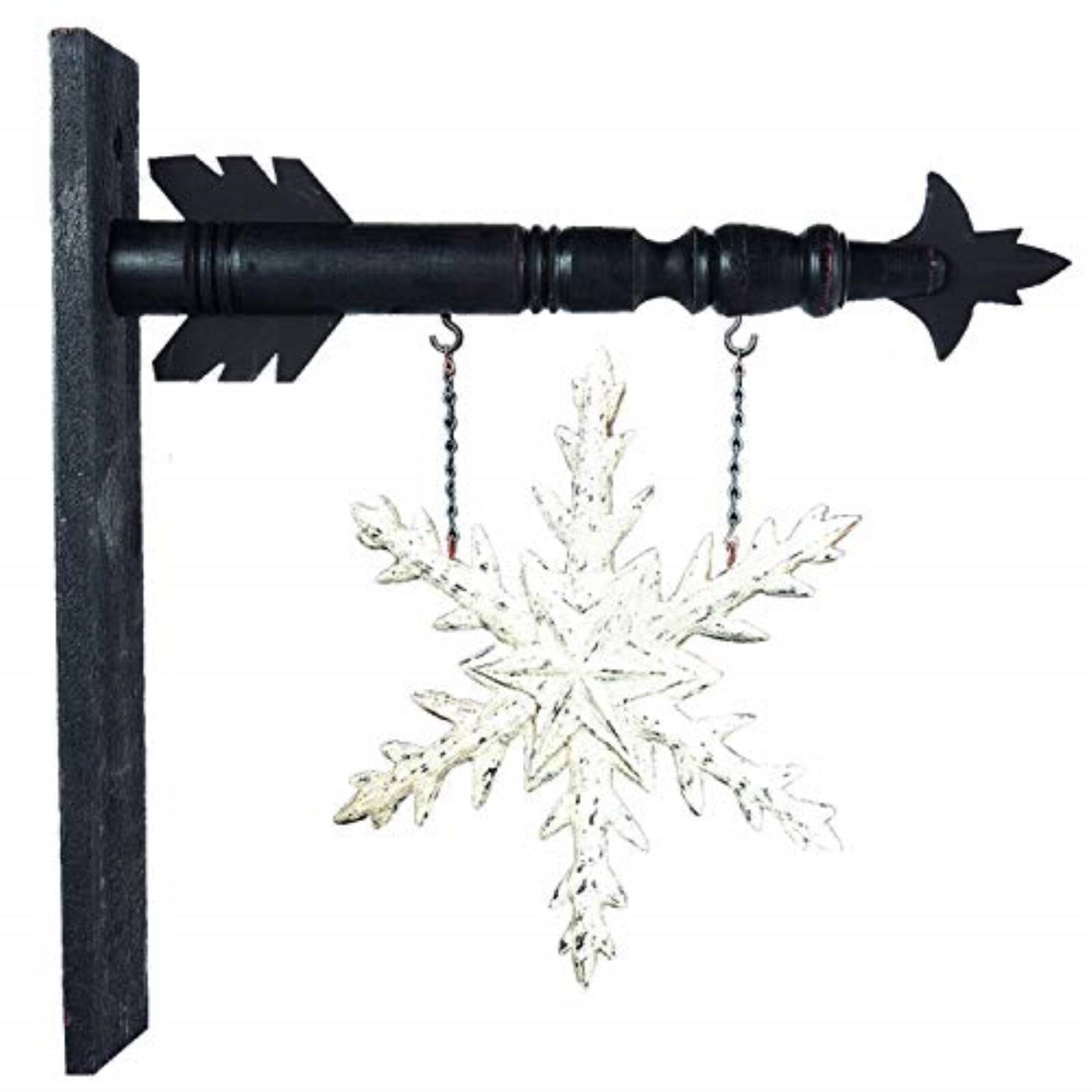 Angle. K&K Interiors - K&K Interiors White Snowflake Christmas Arrow Replacement Sign 13 inch - Arrow Sold Separately - White.