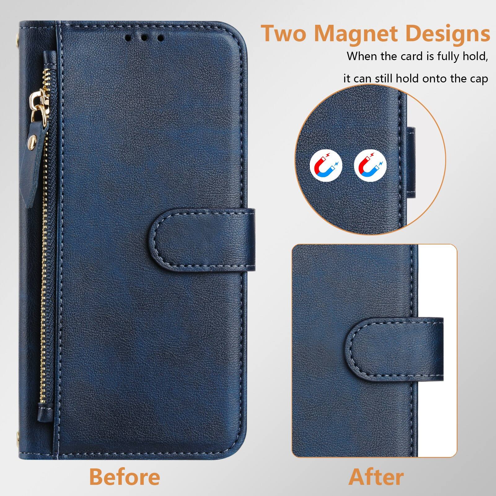 Two Magnet Designs  
When the card is fully hold, it can still hold onto the cap  

Before  
After