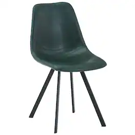 LeisureMod - Markley Modern Upholstered Distressed Leather Dining Chair, Iron Legs, Ergonomic for Kitchen & Home Office - Olive Green