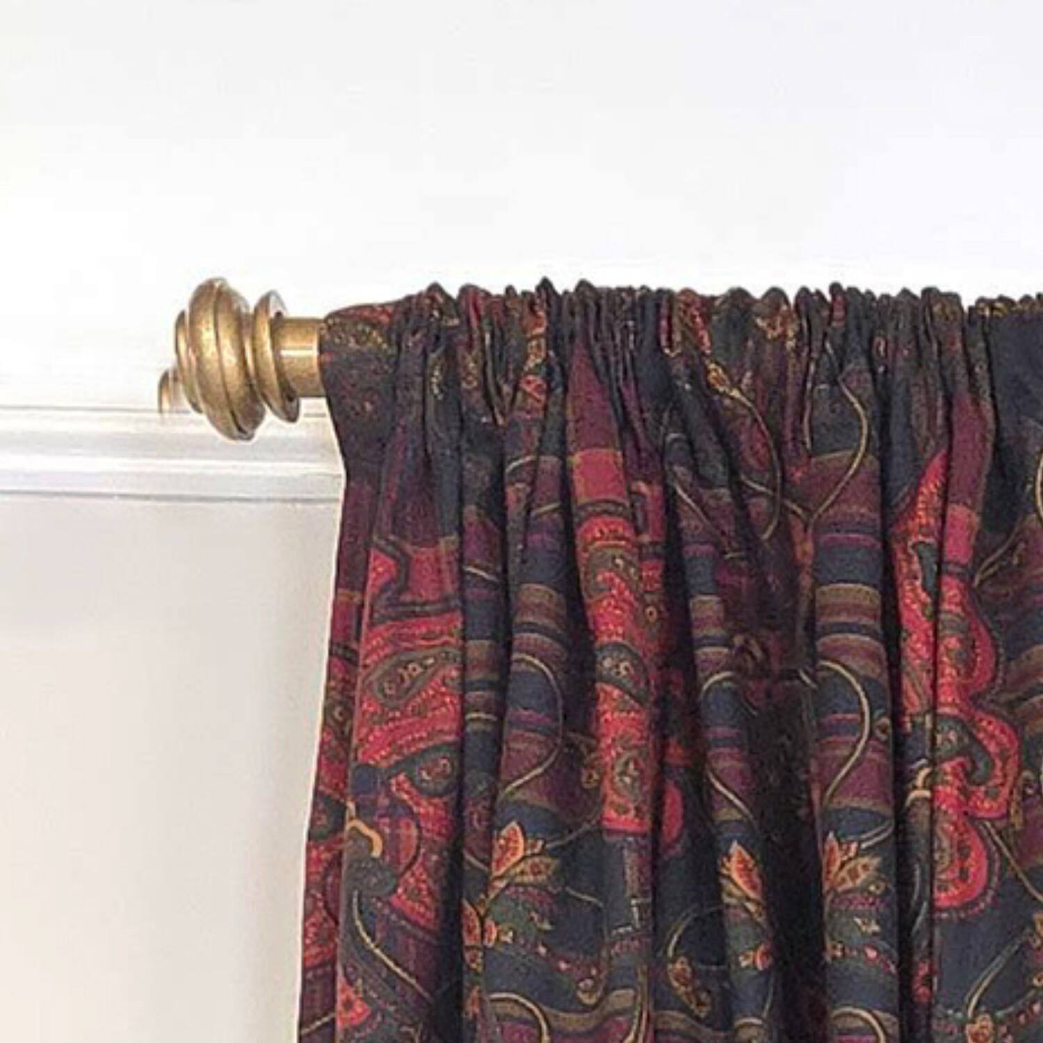 Left. RLF Home - RLF Home Espadas 100% Cotton Rod Pocket Window Curtain set of 2 Panels 100" x 96" Burgundy - Burgundy.