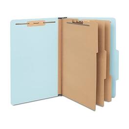 Staples - 60% Recycled Pressboard Classification Folder, 3-Dividers, 3 1/2" Expansion, Letter Size, 20/Box - Blue