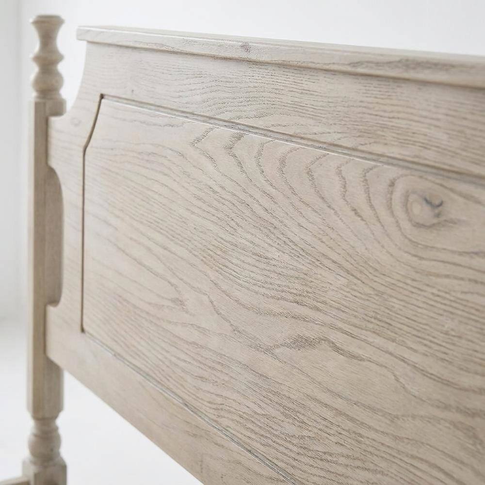 Alt View 4. FurniFact - Solid Wood Platform Bed with Headboard - Driftwood Gray Oak.