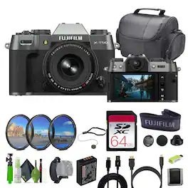Fujifilm - X-T50 Mirrorless Digital Camera XF16-50mm + Accessories- Silver - Charcoal