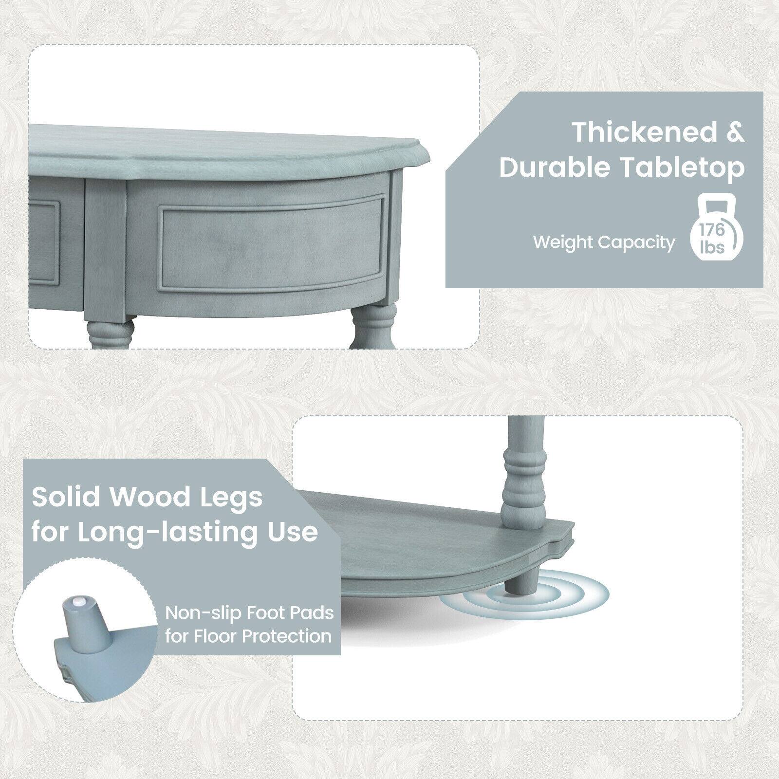 Thickened & Durable Tabletop, Weight Capacity 176 lbs, Solid Wood Legs for Long-lasting Use, Non-slip Foot Pads for Floor Protection