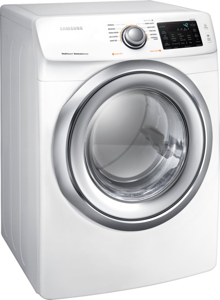 Zoom in on Angle Zoom. Samsung - 7.5 Cu. Ft. 10-Cycle Gas Dryer with Steam - White.