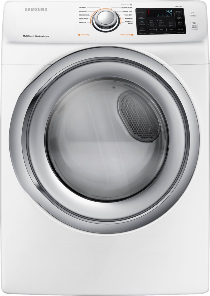 Zoom in on Front Zoom. Samsung - 7.5 Cu. Ft. 10-Cycle Gas Dryer with Steam - White.