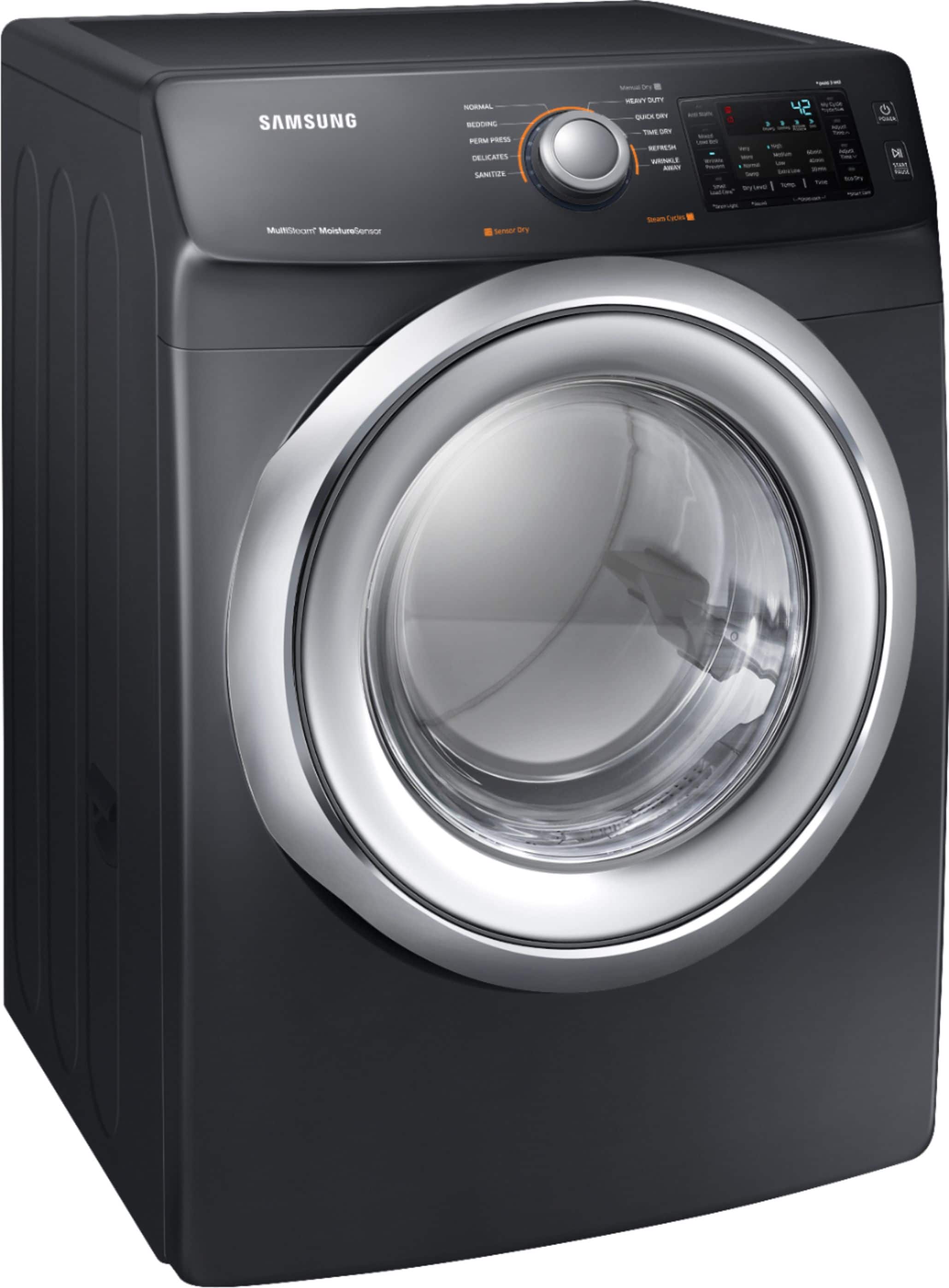 Angle. Samsung - 7.5 Cu. Ft. 10-Cycle Fingerprint Resistant Gas Dryer with Steam.