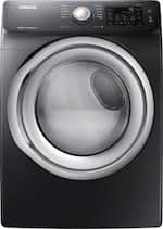 Samsung - 7.5 Cu. Ft. 10-Cycle Gas Dryer with Steam - Fingerprint Resistant Black Stainless Steel - Front_Standard