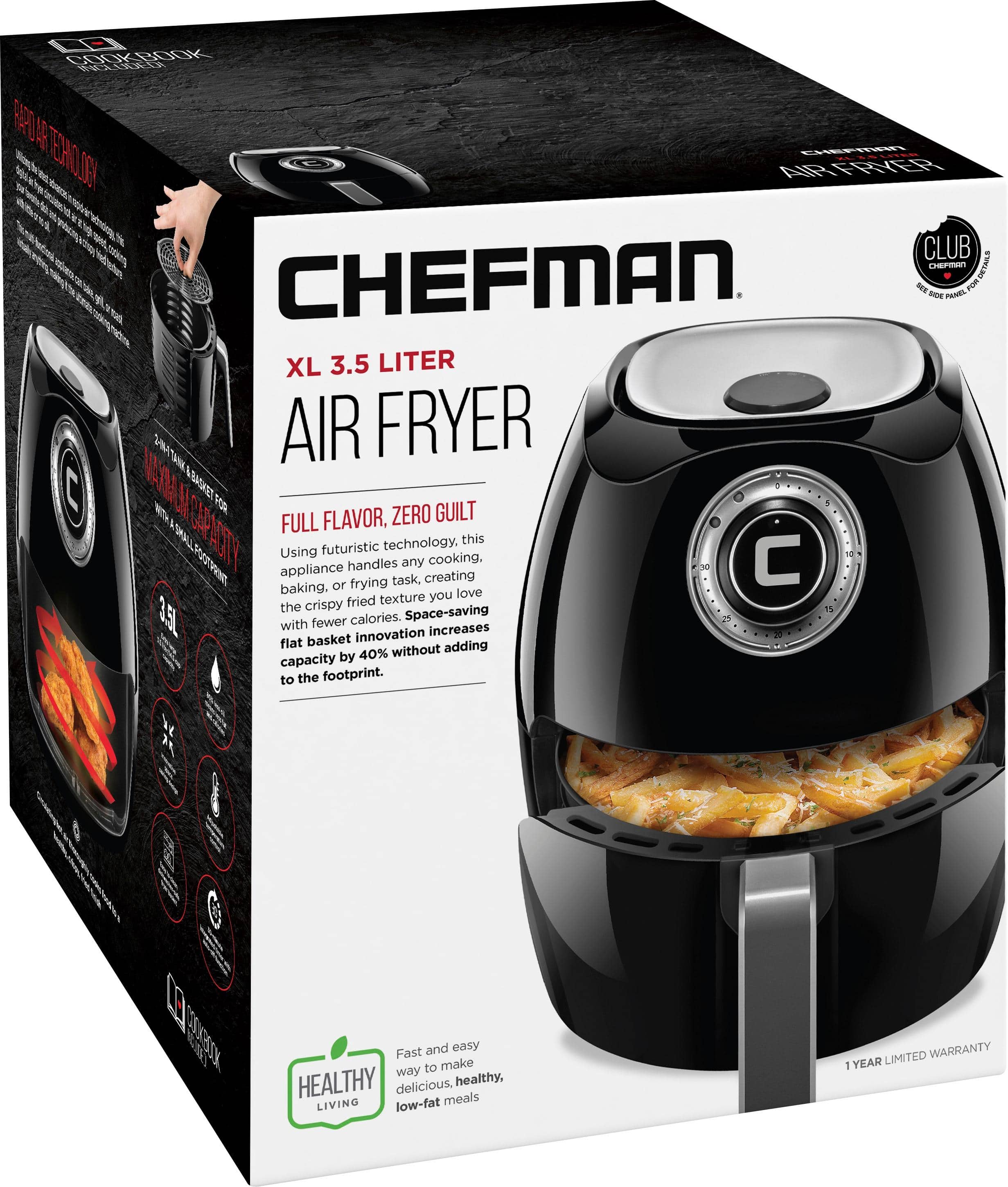 Alt View 13. Chefman - 3.5L Analog Air Fryer - Black.