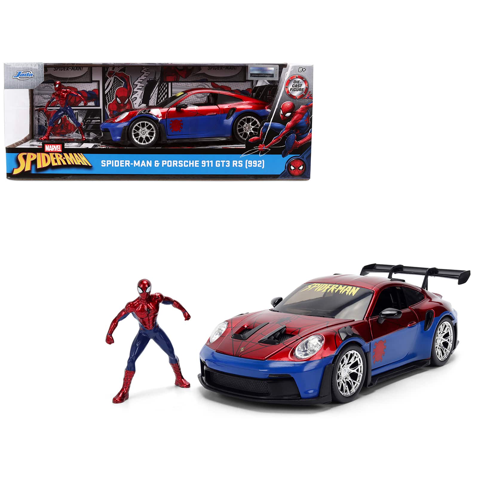 "Porsche 911 GT3 RS (992) Red and Blue with Graphics and Figure ""Marvel Spider-Man"" 1/24 Diecast Model Car by Jada" price history on PriceWatchPro