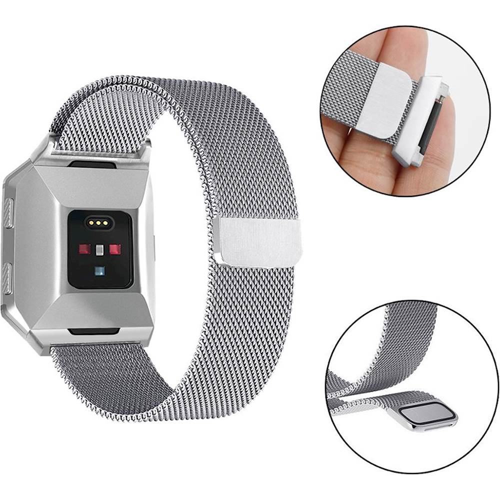 Best Buy: WITHit Stainless Steel Mesh Band for Fitbit Ionic Silver Gray ...