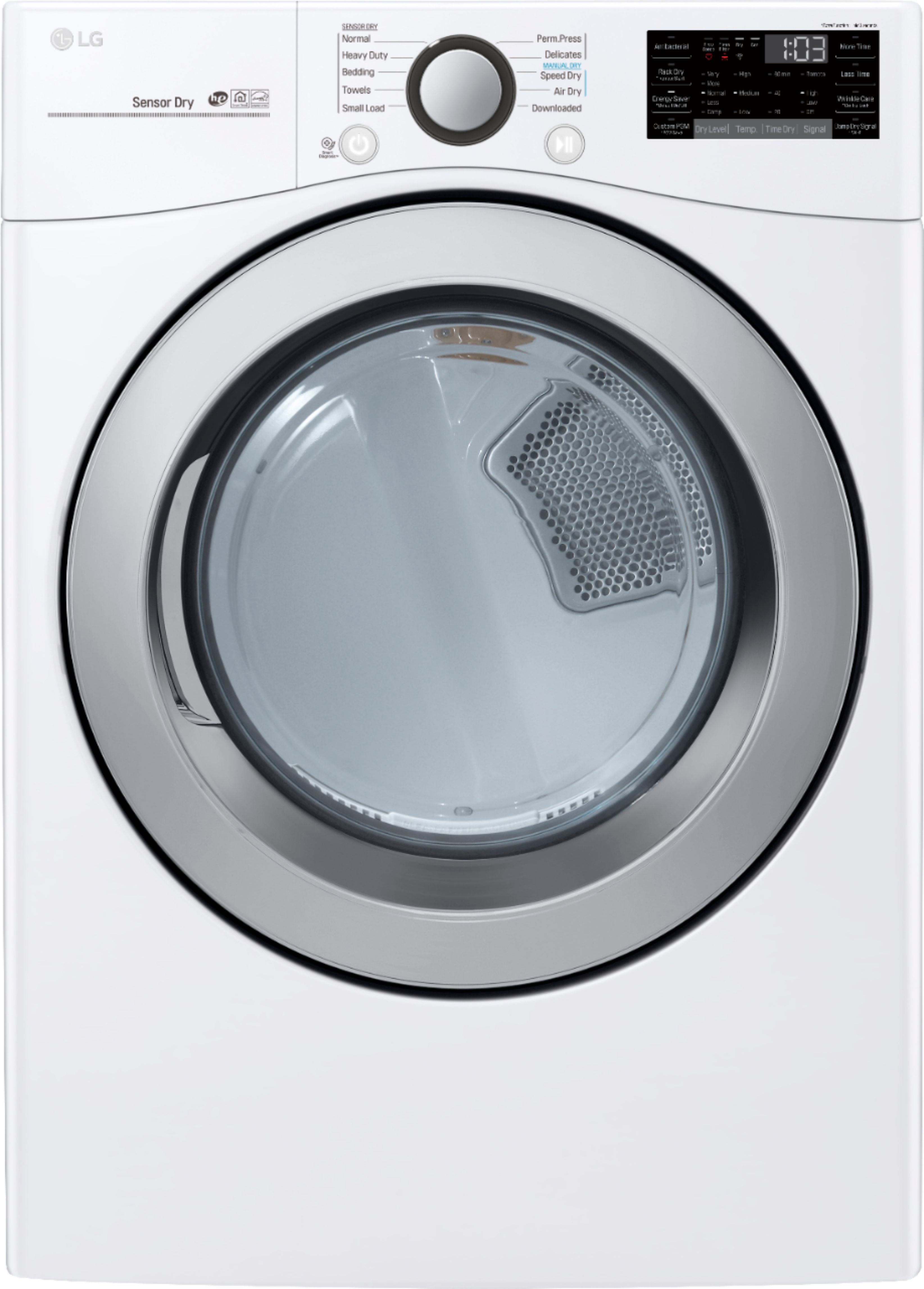 LG 7.4 Cu. Ft. Stackable Smart Electric Dryer with Sensor Dry White