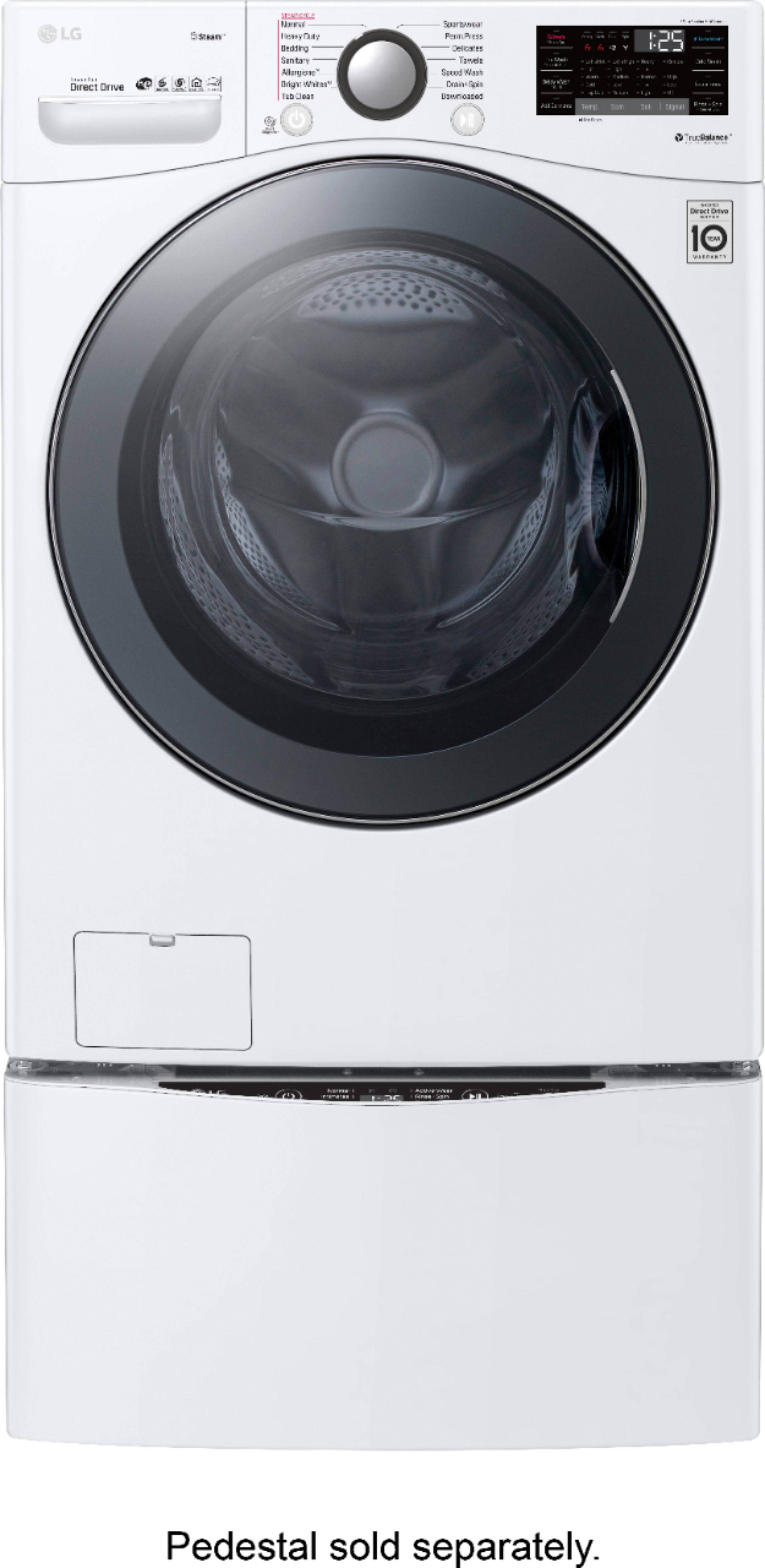 Angle View: LG - 4.5 Cu. Ft. High Efficiency Stackable Smart Front-Load Washer with Steam and TurboWash 360 Technology - White