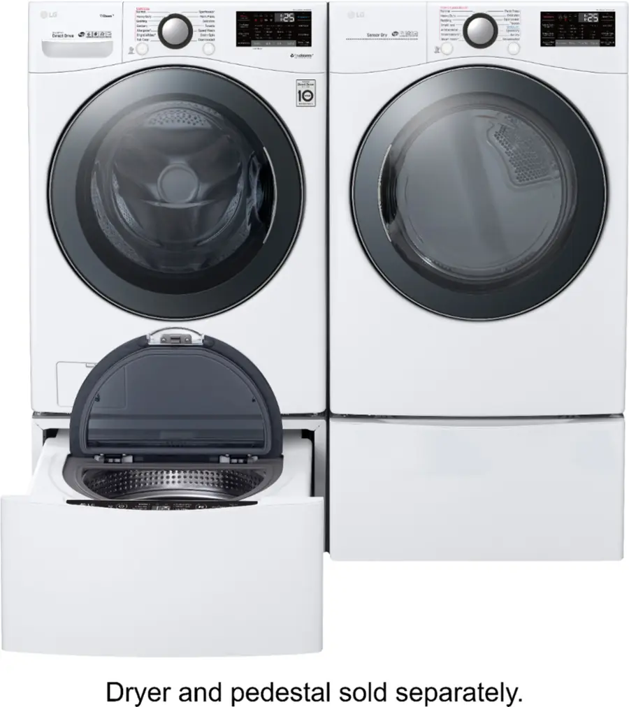Alt View 14. LG - 4.5 Cu. Ft. High-Efficiency Stackable Smart Front Load Washer with Steam and TurboWash 360 Technology - White.