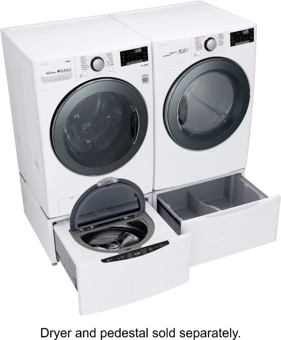 Alt View 19. LG - 4.5 Cu. Ft. High-Efficiency Stackable Smart Front Load Washer with Steam and TurboWash 360 Technology - White.