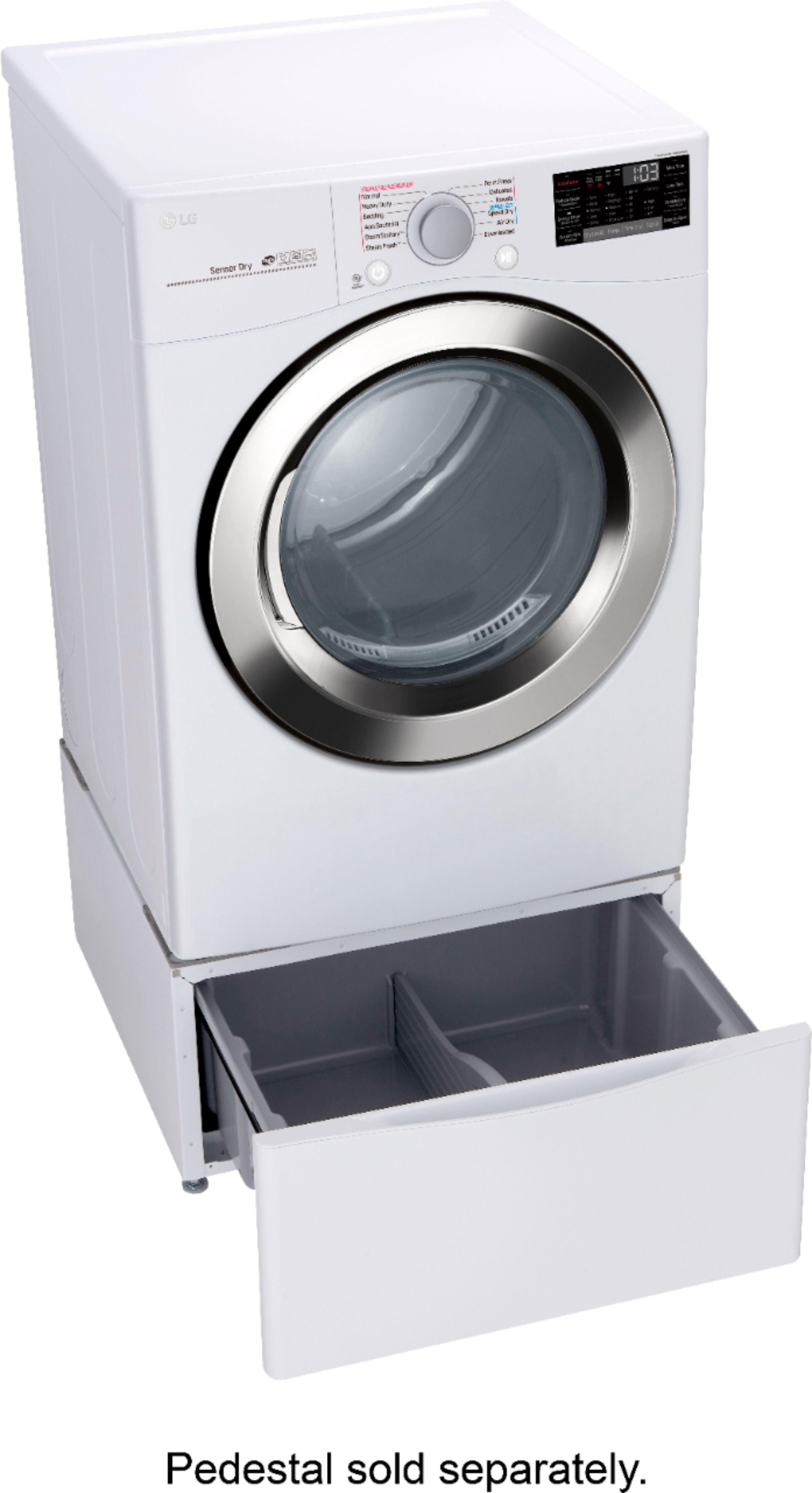 Angle View: LG - 7.4 Cu. Ft. 12-Cycle Smart Wi-Fi Electric SteamDryer - Sensor Dry and TurboSteam - White