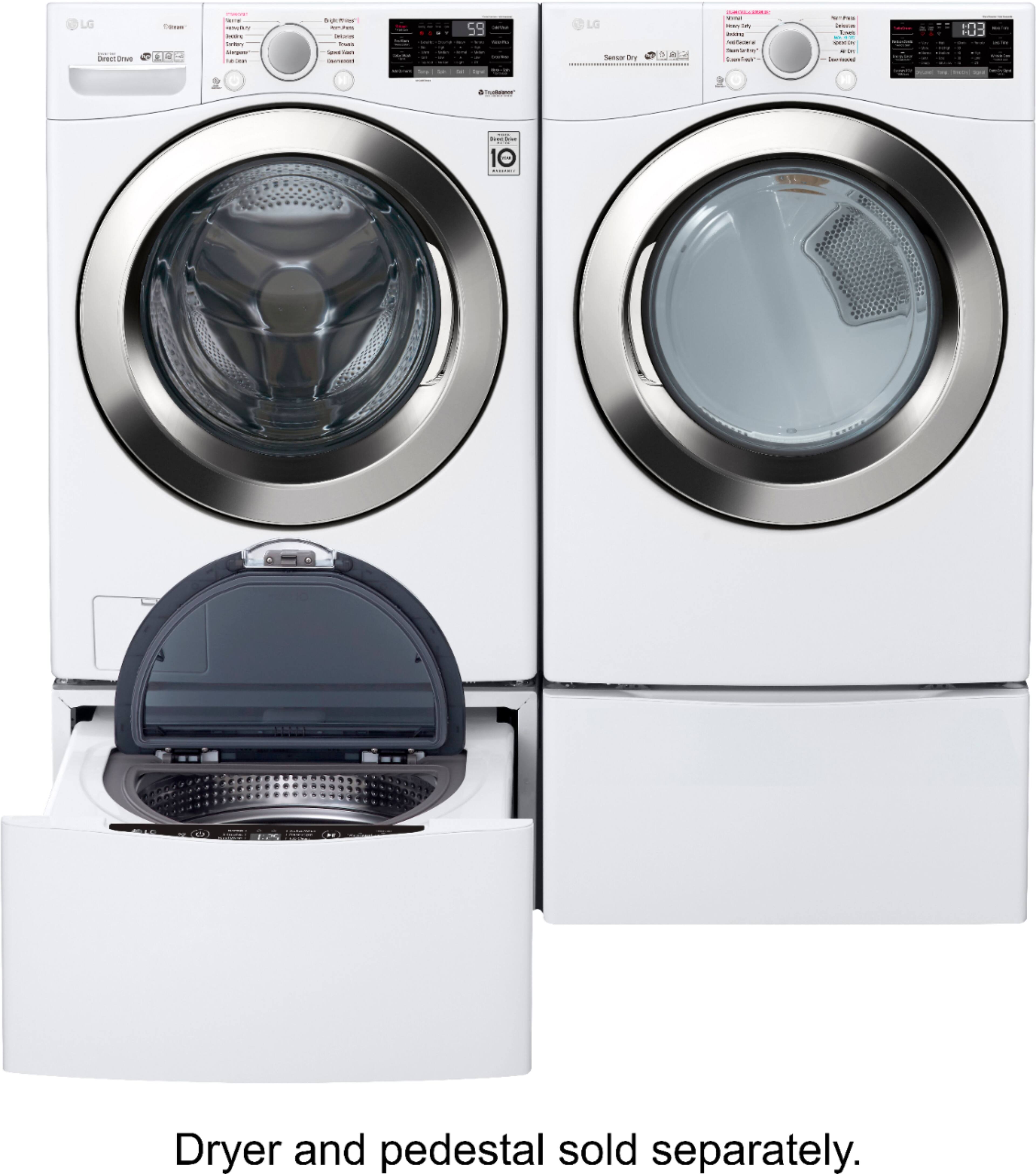 Alt View 13. LG - 4.5 Cu. Ft. High-Efficiency Stackable Smart Front Load Washer with Steam and 6Motion Technology - White.