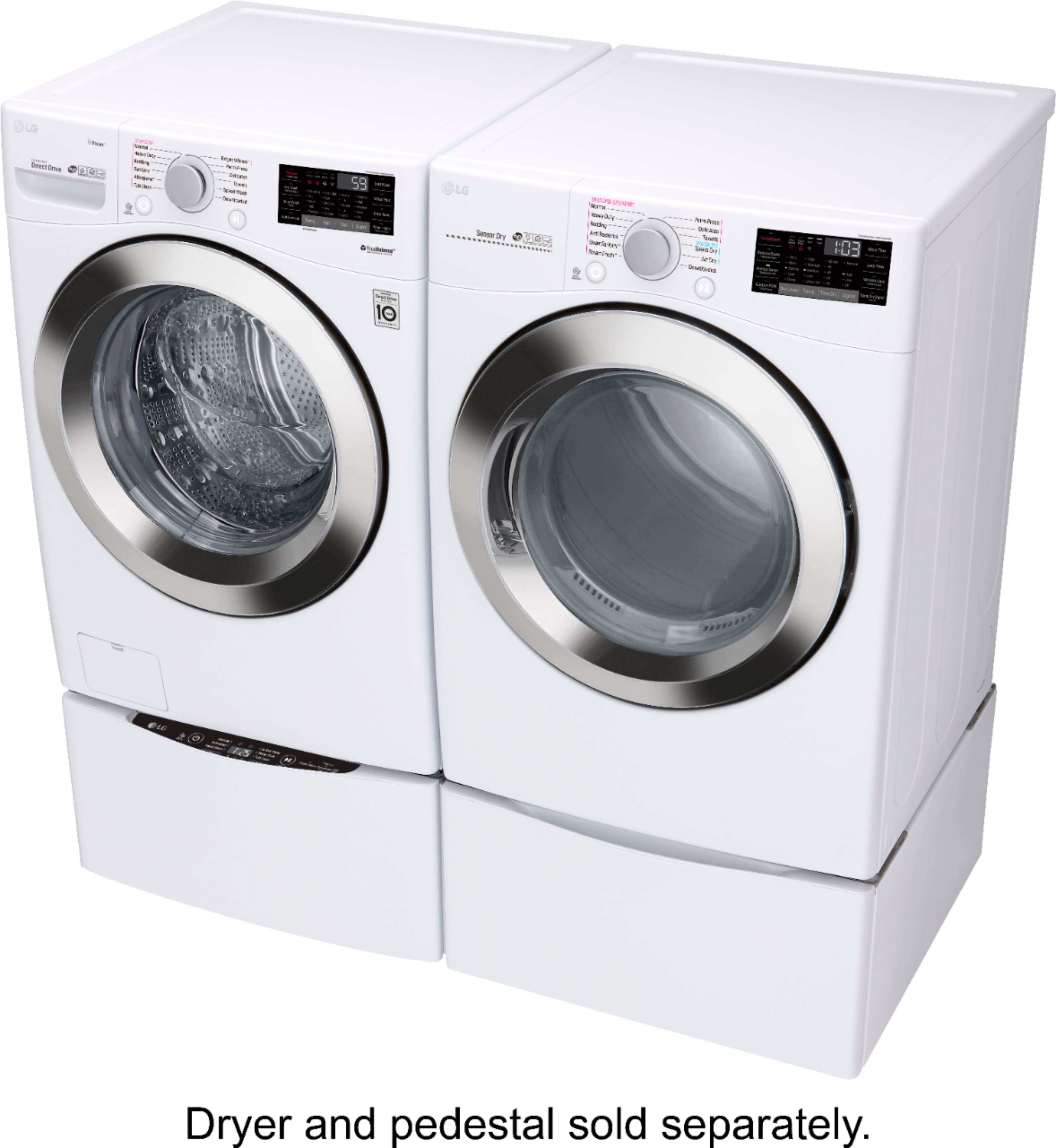 Alt View 14. LG - 4.5 Cu. Ft. High-Efficiency Stackable Smart Front Load Washer with Steam and 6Motion Technology - White.