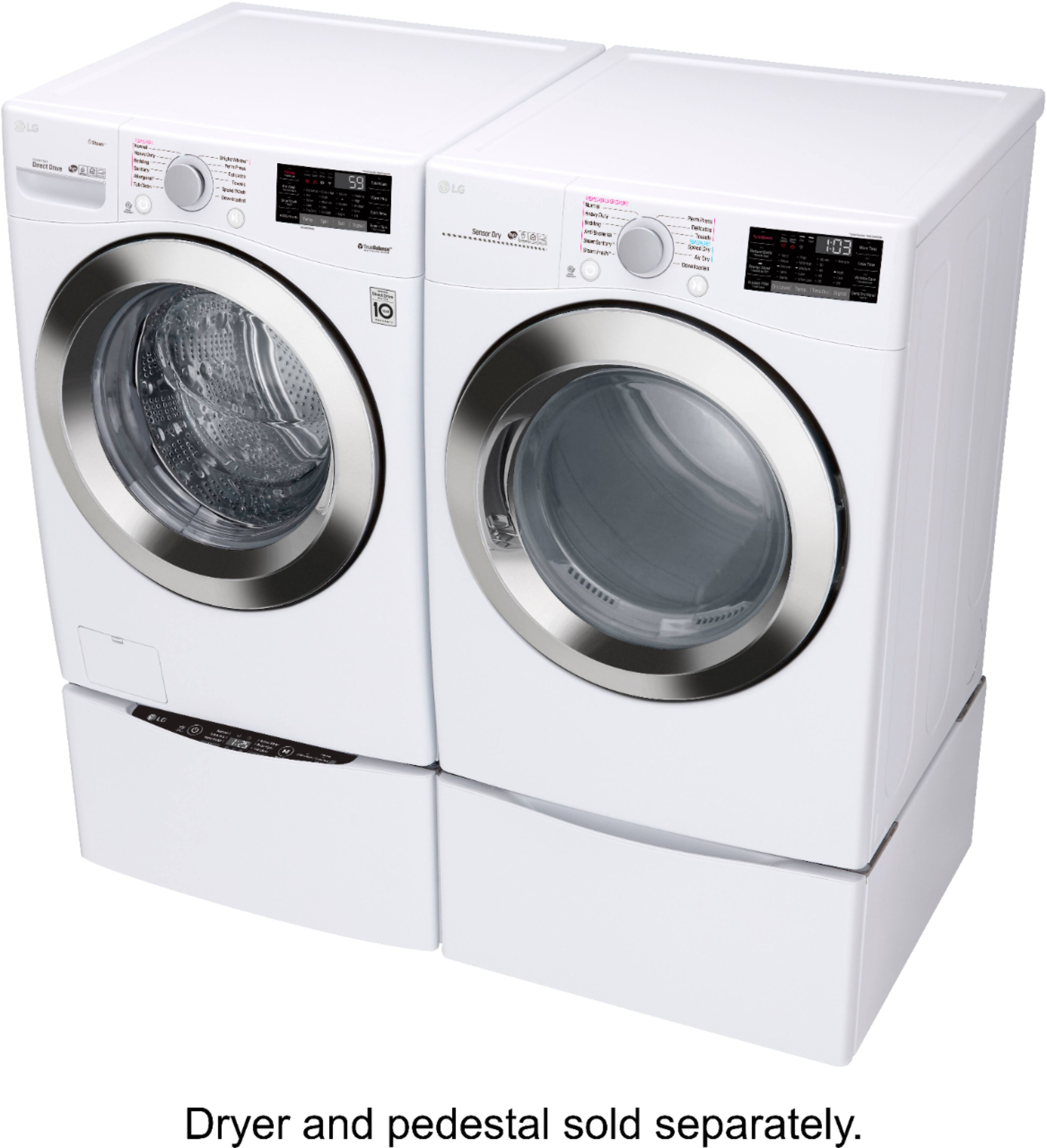 Alt View 16. LG - 4.5 Cu. Ft. High-Efficiency Stackable Smart Front Load Washer with Steam and 6Motion Technology - White.