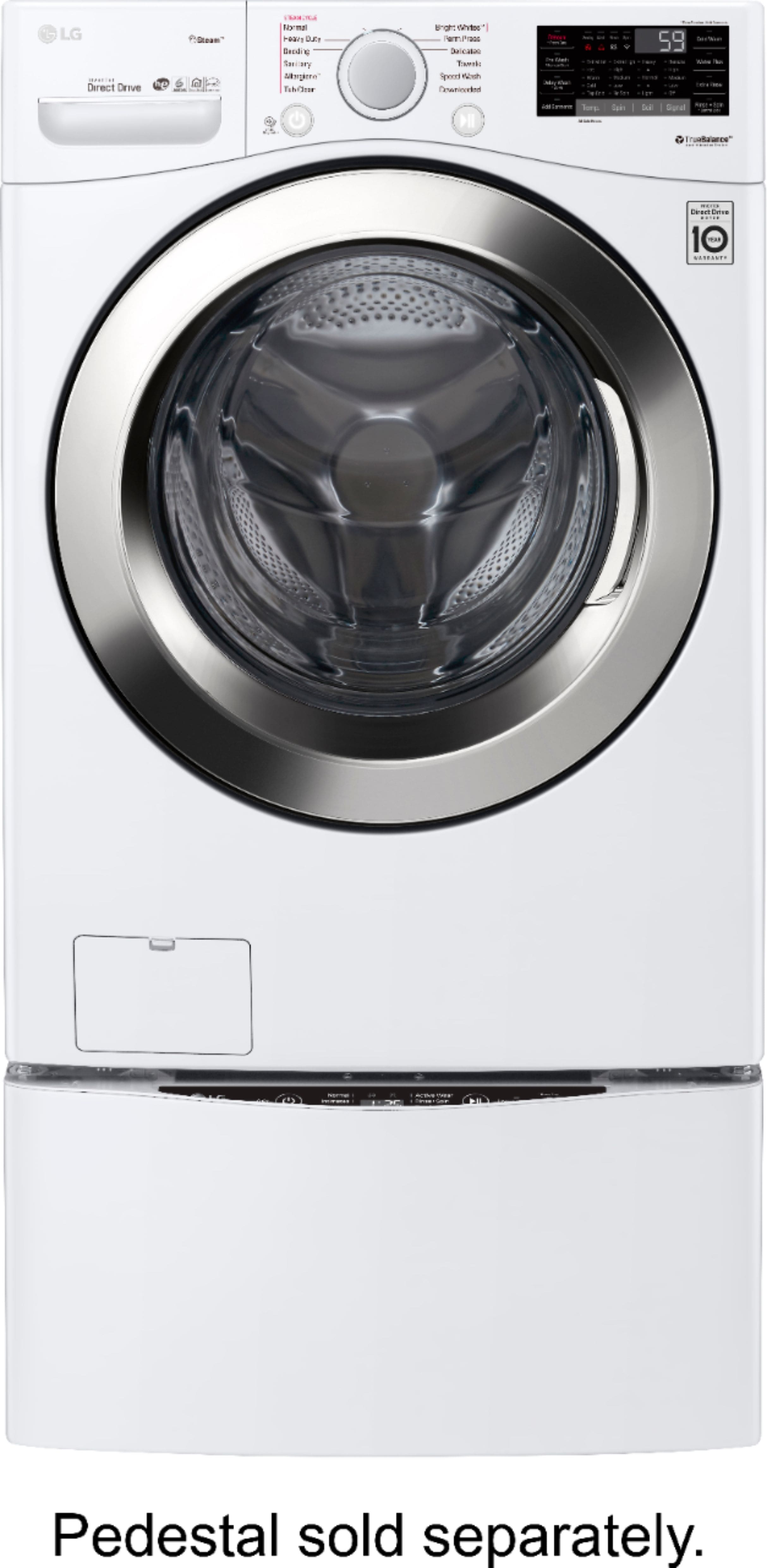 Alt View 3. LG - 4.5 Cu. Ft. High-Efficiency Stackable Smart Front Load Washer with Steam and 6Motion Technology - White.