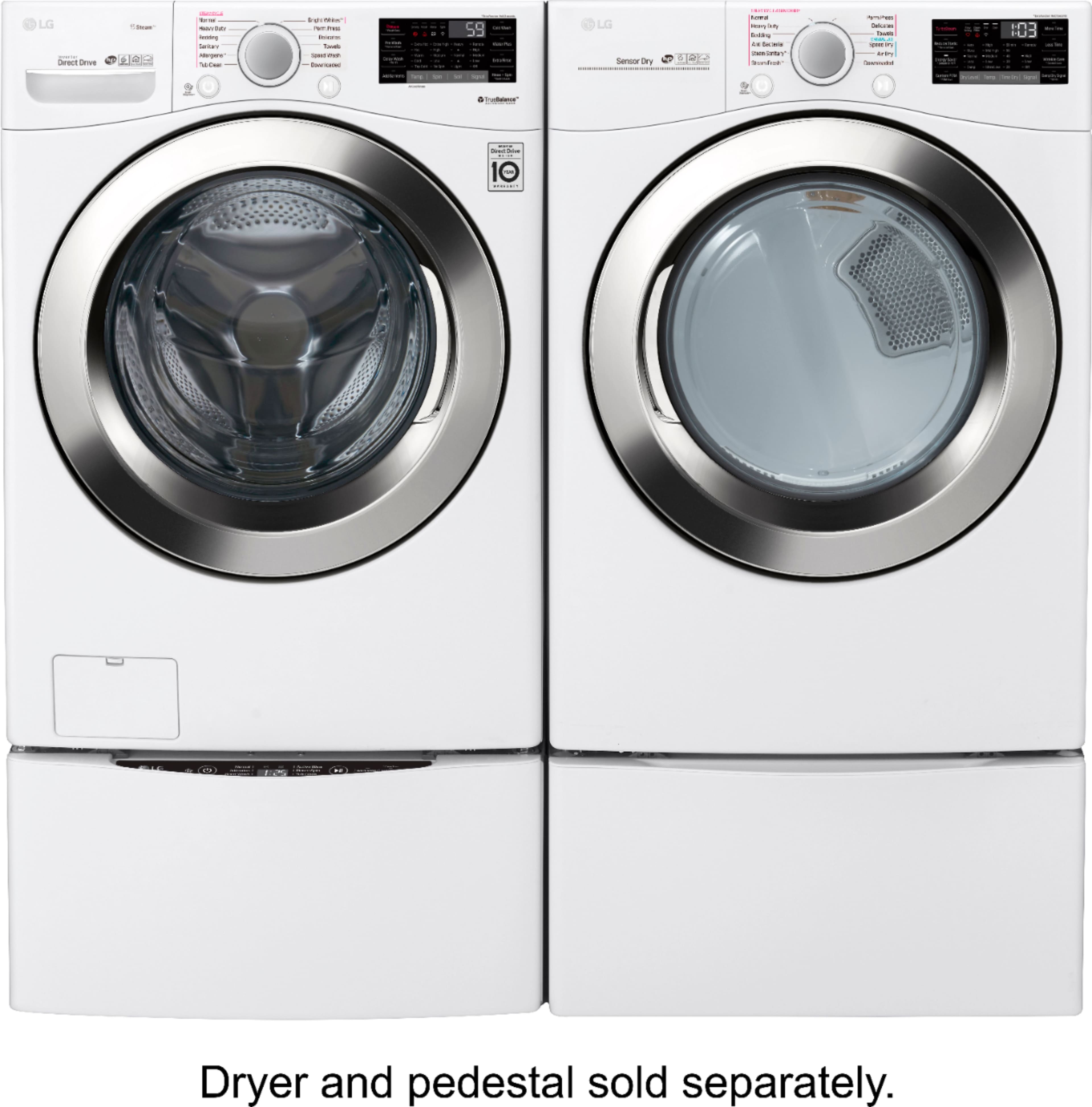 Alt View 6. LG - 4.5 Cu. Ft. High-Efficiency Stackable Smart Front Load Washer with Steam and 6Motion Technology - White.