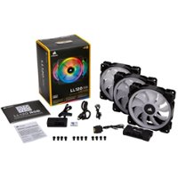 CORSAIR - LL Series RGB 120mm Computer Case Fan Kit with RGB Lighting Controller (3-pack) - Black - Front_Zoom