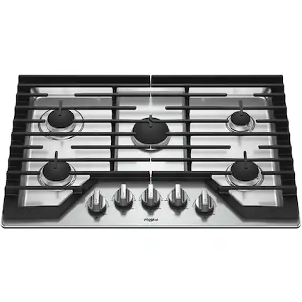 Front. Whirlpool - 30" Gas Cooktop - Stainless Steel.