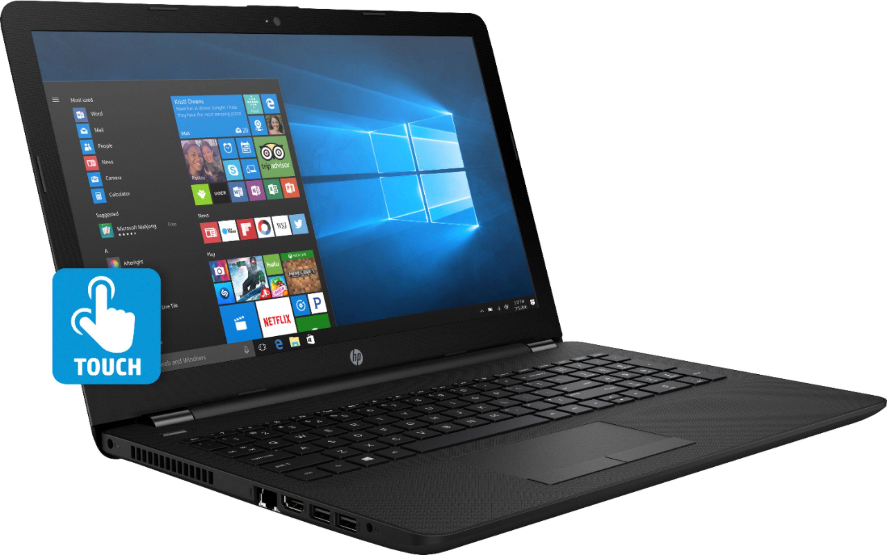 Angle. HP - 15.6" Touch-Screen Laptop - Intel Core i3 - 8GB Memory - 1TB Hard Drive - HP Finish In Jet Black.