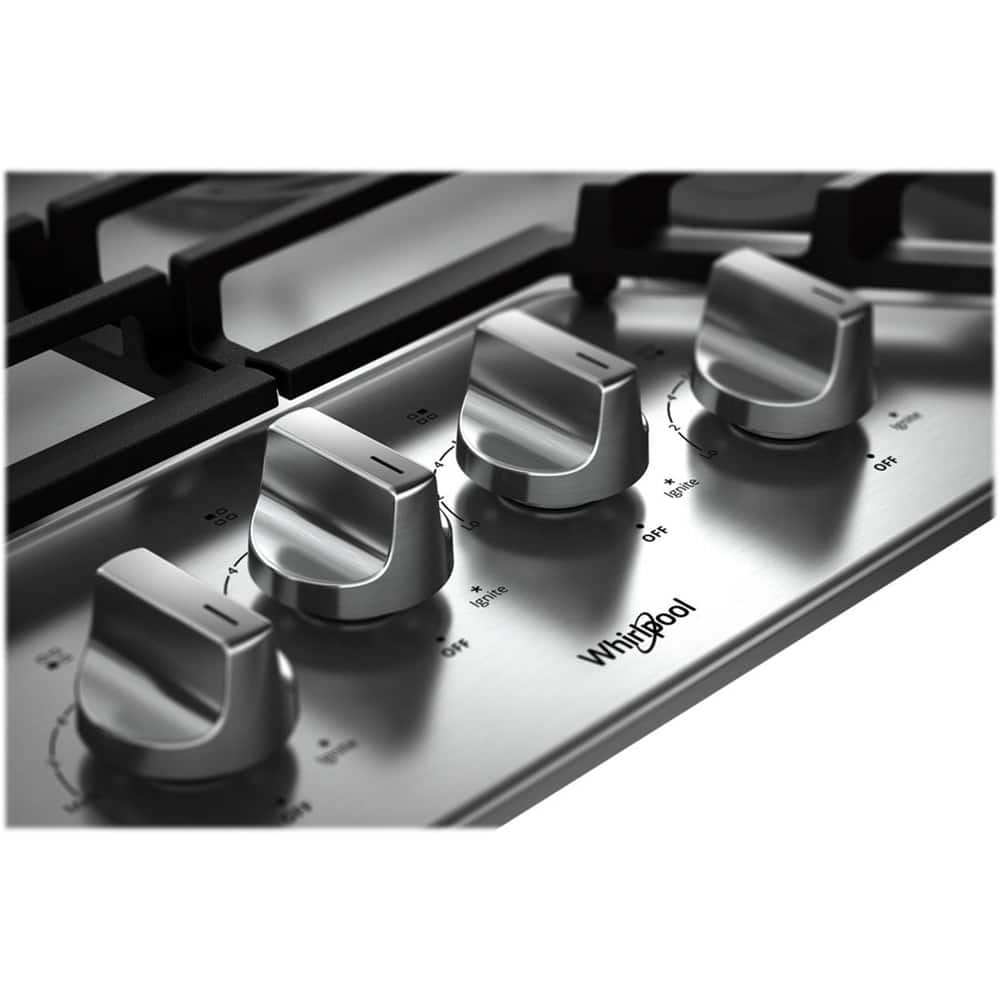 Angle. Whirlpool - 30" Gas Cooktop - Stainless Steel.