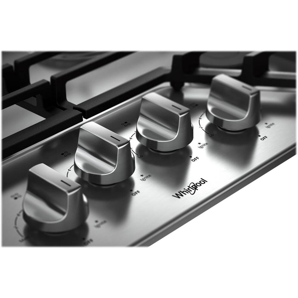 Angle. Whirlpool - 30" Gas Cooktop - Stainless Steel.