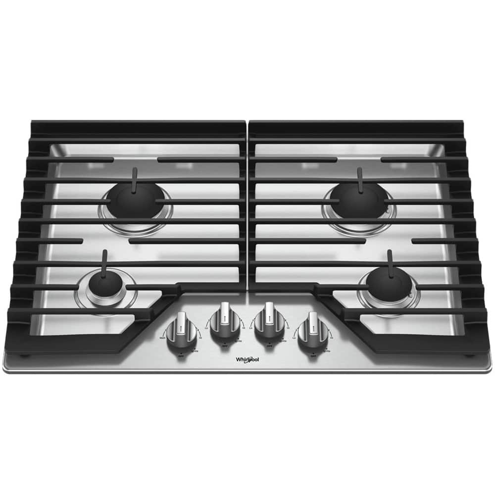 Front. Whirlpool - 30" Gas Cooktop - Stainless Steel.