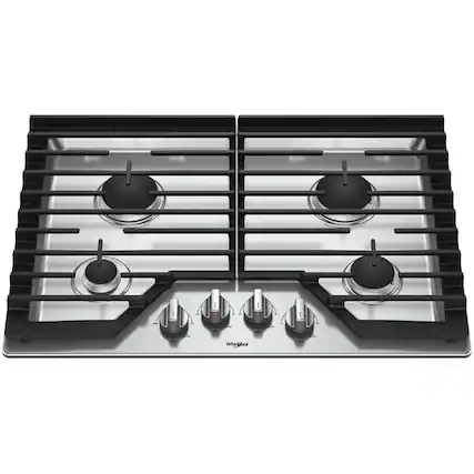 Front. Whirlpool - 30" Gas Cooktop - Stainless Steel.