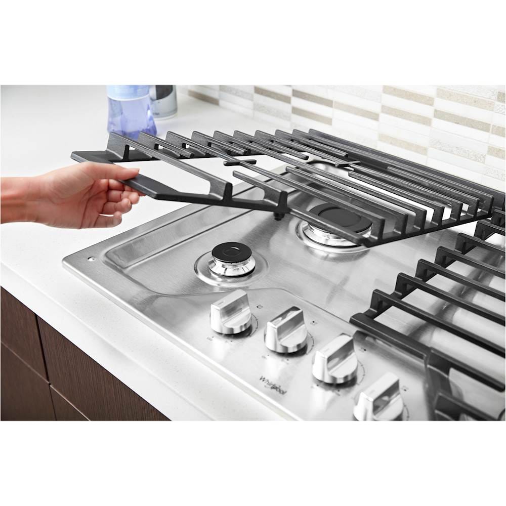 Alt View 12. Whirlpool - 30" Gas Cooktop - Stainless Steel.