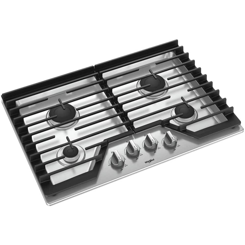 Left. Whirlpool - 30" Gas Cooktop - Stainless Steel.