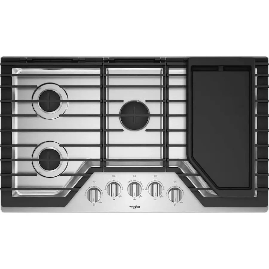 Alt View 14. Whirlpool - 36" Gas Cooktop - Stainless Steel.