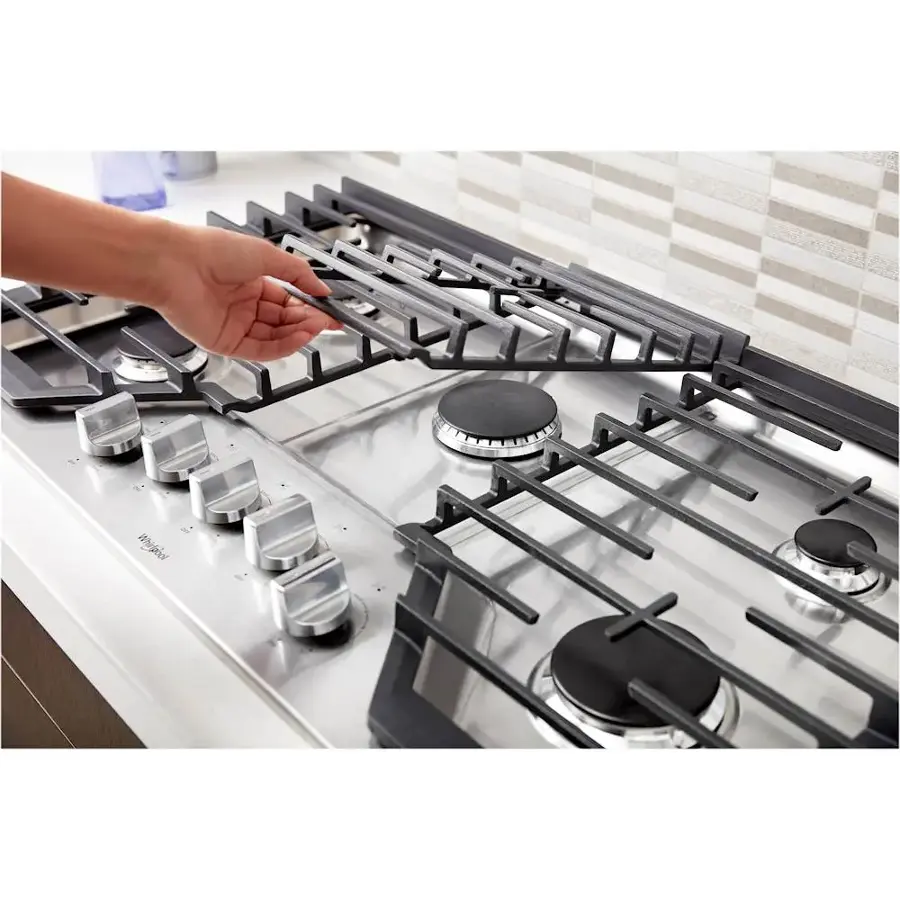 Alt View 15. Whirlpool - 36" Gas Cooktop - Stainless Steel.