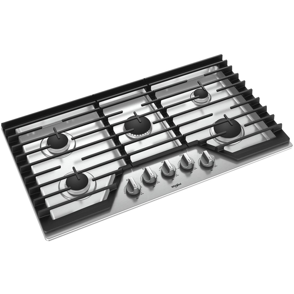 Left View: Whirlpool - 36" Gas Cooktop - Stainless steel