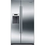 Front Zoom. Bosch - 300 Series 20.2 Cu. Ft. Side-by-Side Counter-Depth Refrigerator - Stainless steel.