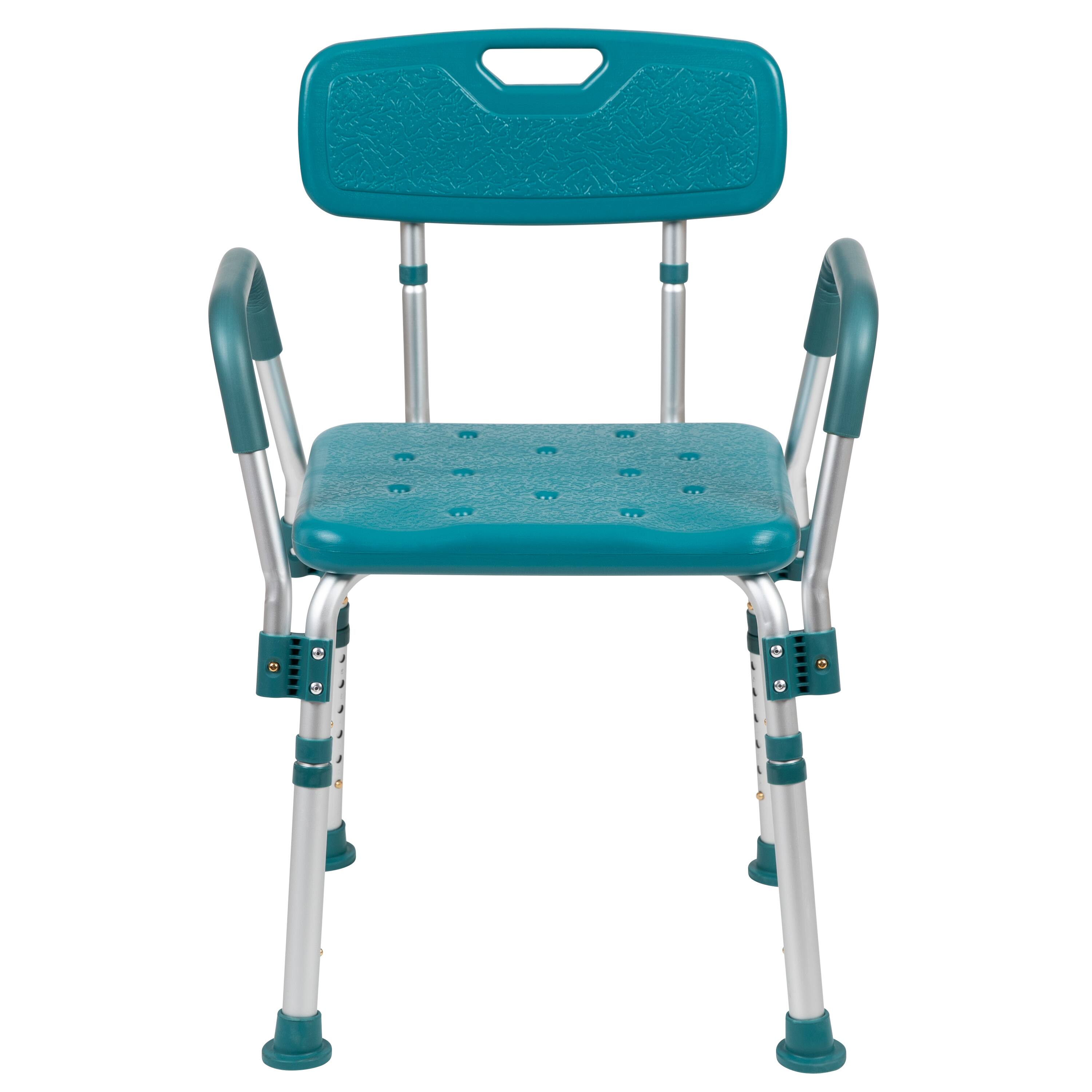 Alt View 8. Emma + Oliver - 300 Lb. Capacity Quick Release Back & Arm Shower Chair - Teal.