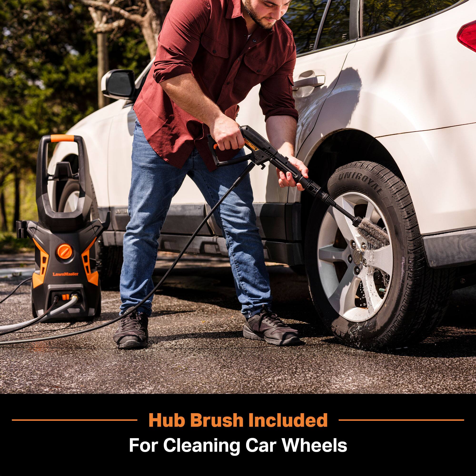 UNIROYAL  
LawnMaster  
Hub Brush Included For Cleaning Car Wheels