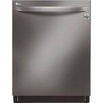 LG - 24" Top Control Smart Wi-Fi Dishwasher - QuadWash - TrueSteam - Steel Tub with Light - PrintProof Black Stainless Steel - Front_Standard