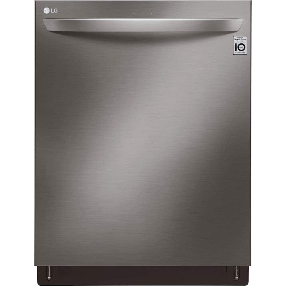 Front. LG - 24" Top Control Smart Built-In Stainless Steel Tub Dishwasher with 3rd Rack, TrueSteam, and 42 dba - PrintProof Black Stainless Steel.